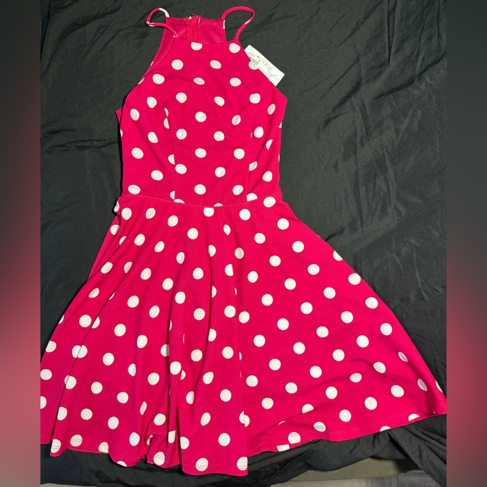 Chic Polka Dot Kids Dress - Fuchsia and White